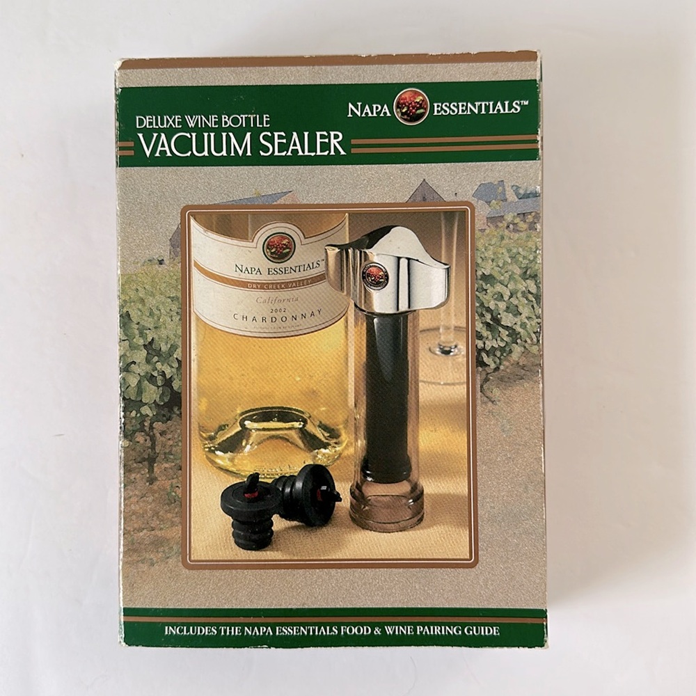NEW Napa Essentials Deluxe Wine Bottle Vacuum Sealer Pump & 2 Stoppers